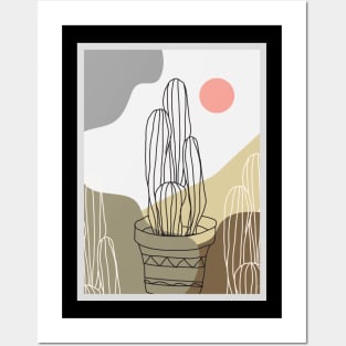 Abstract Desert Cactus Minimalist Art Posters and Art
